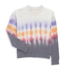 Blank NYC Tie Dye Crop Sweater In Into The Groove Crew Neck Gray Cotton